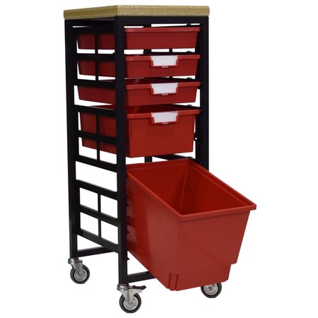 STORWERKS Mobile Workbench Storage Station w/Wood Top -5 StorSystem Trays-Red CE2097DGGC-3S1D1QPR